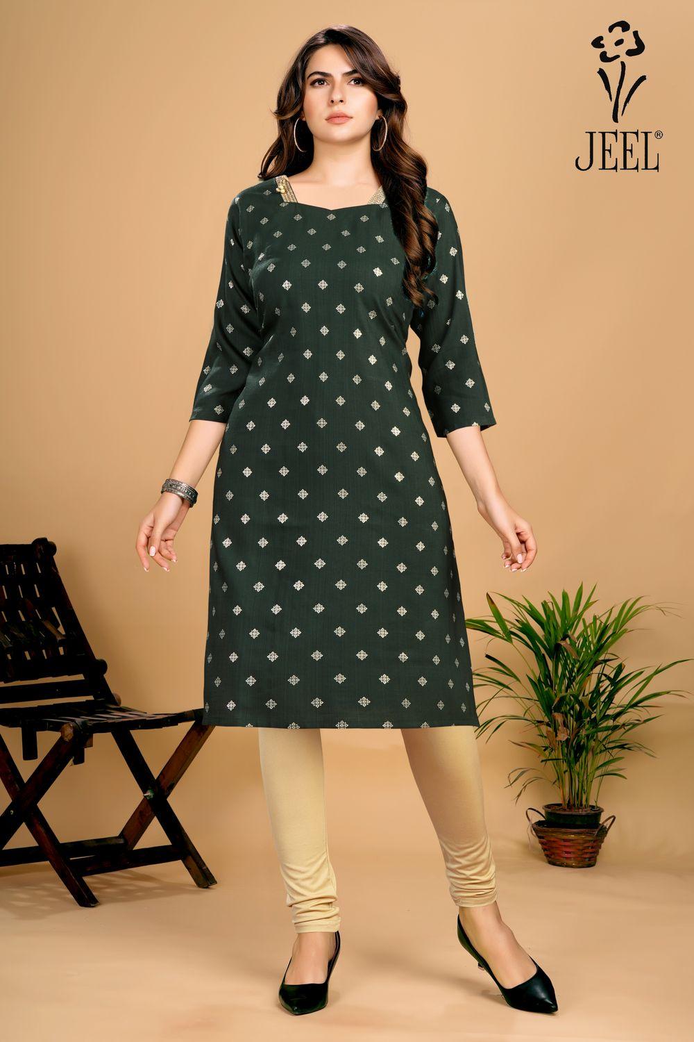 JEEL Casual Kurti - Dark Green