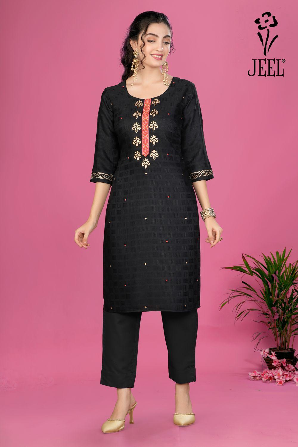 JEEL Kurti & Pant Set - Black