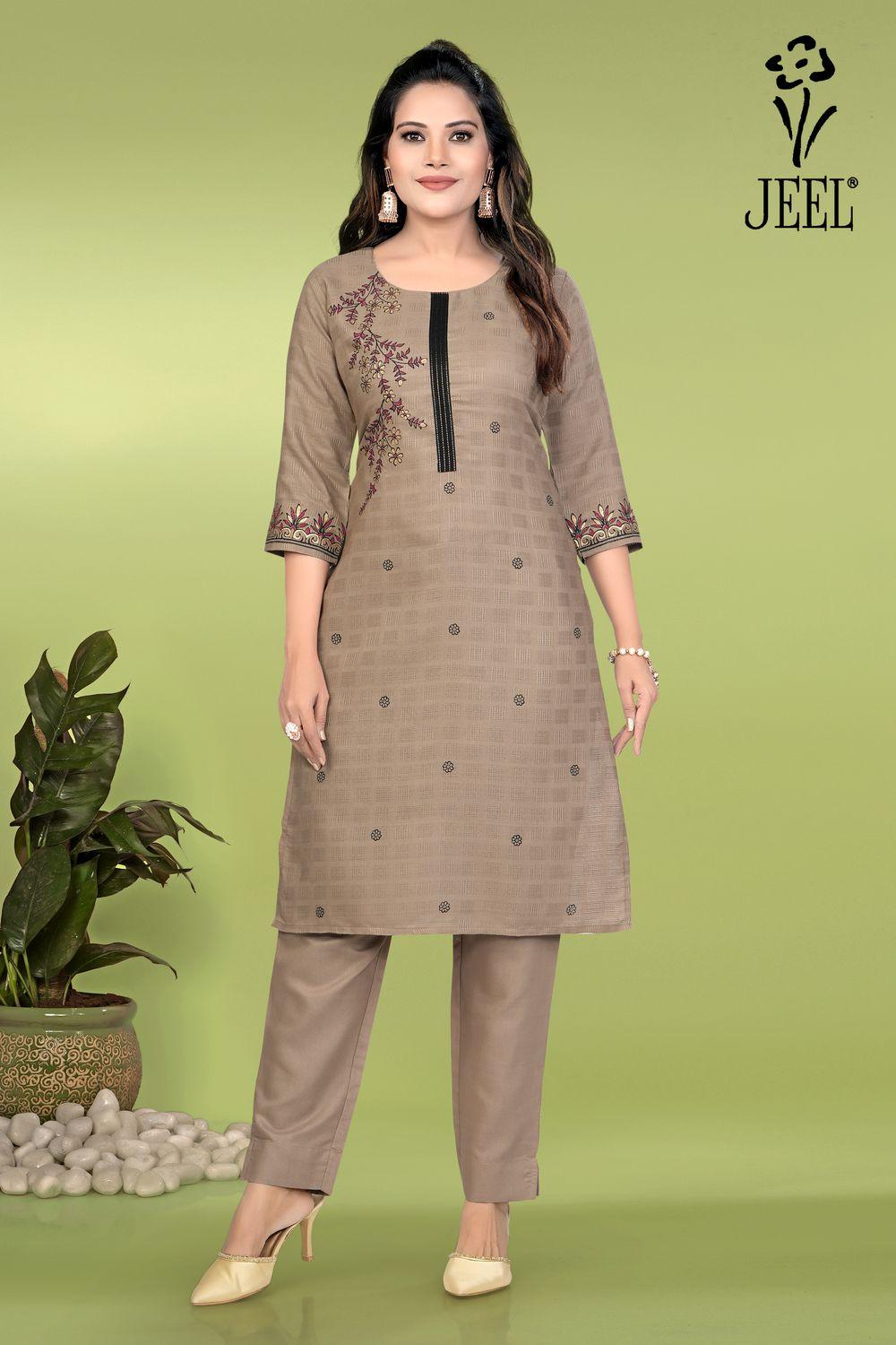 JEEL Kurti & Pant Set - Brown