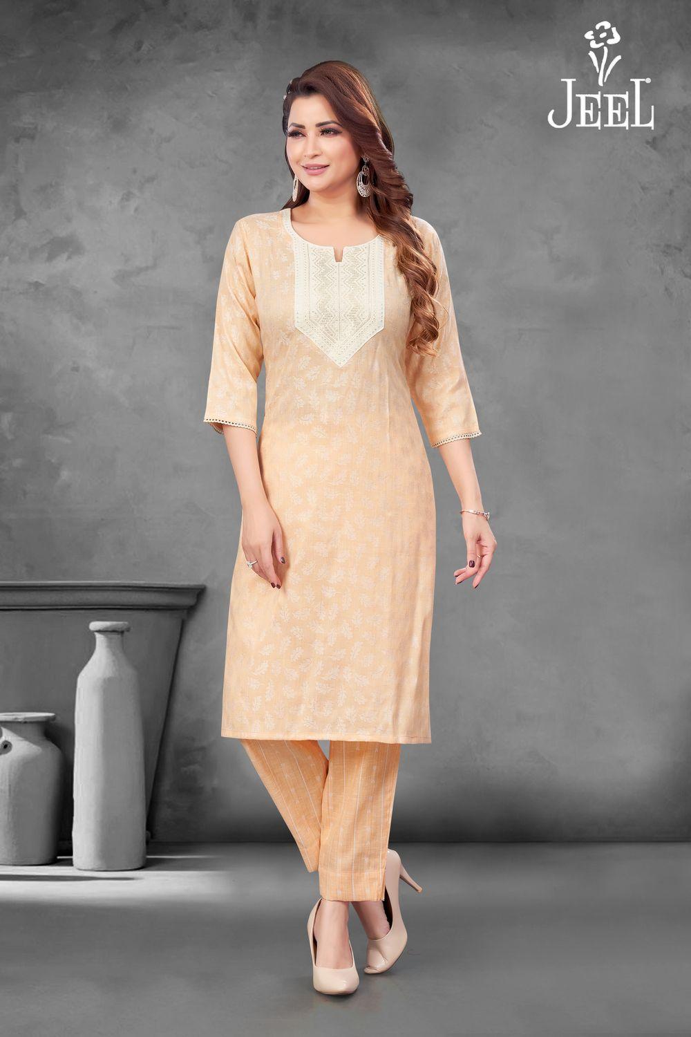 JEEL Kurti & Pant Set - Peach