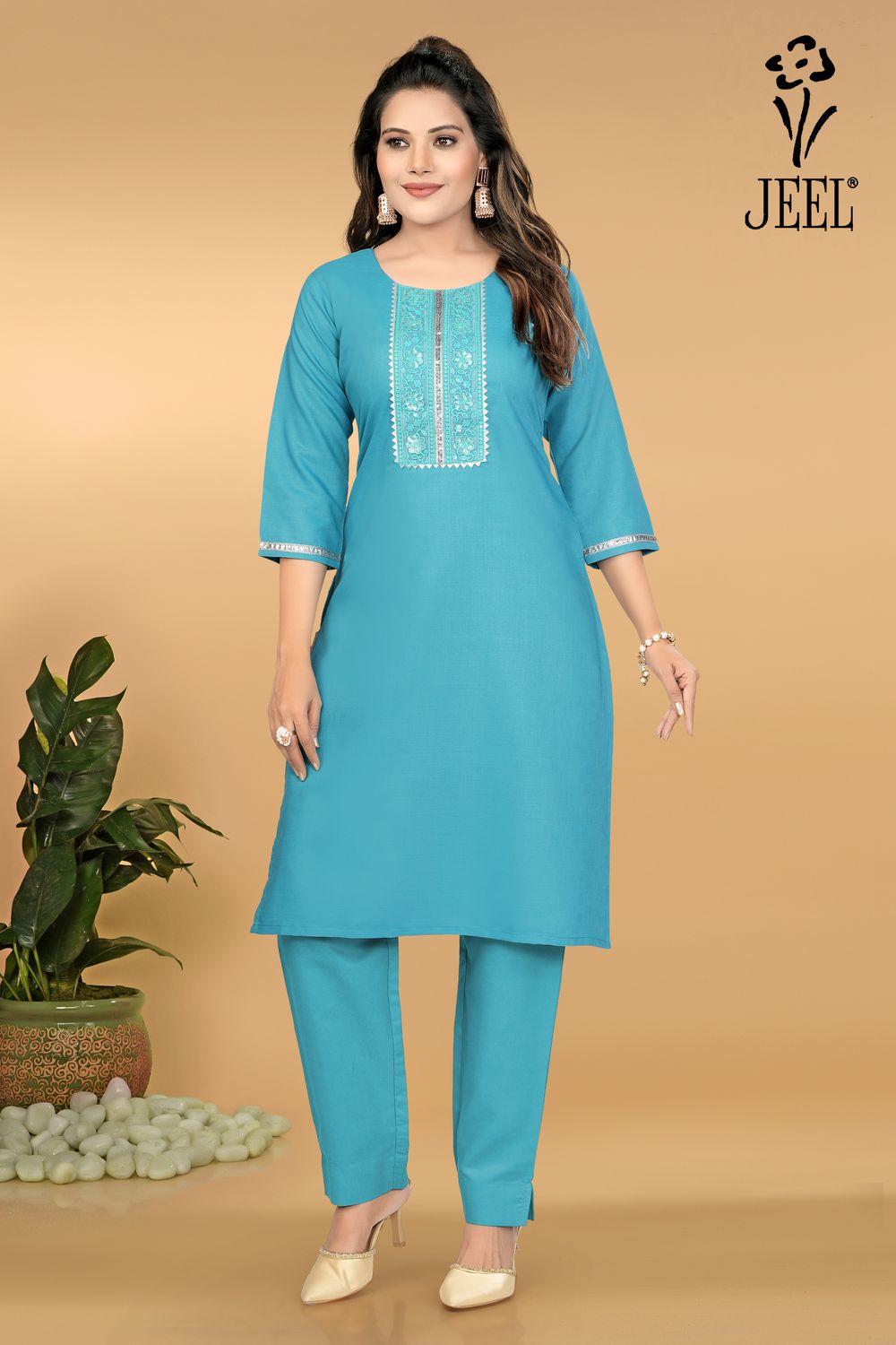 JEEL Kurti & Pant Set - Sky Blue