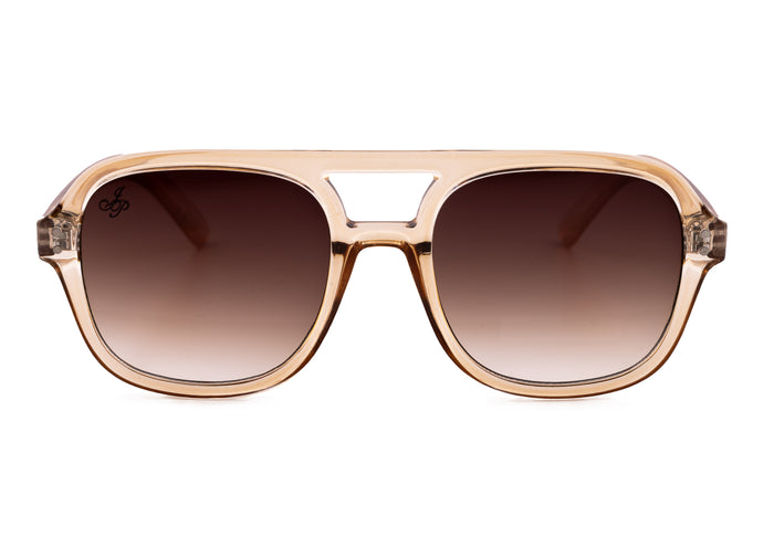 Jeepers Peepers BEIGE AVIATOR WITH BROWN GRAD LENSES