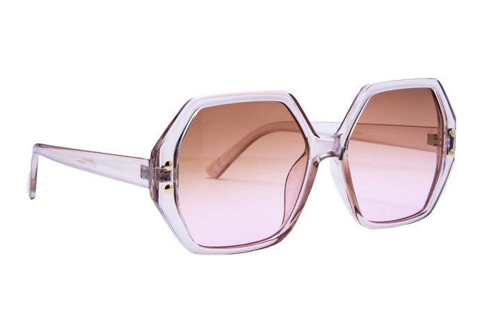 jeepers peepers BEIGE HEXAGON FRAMES WITH PINK LENSES