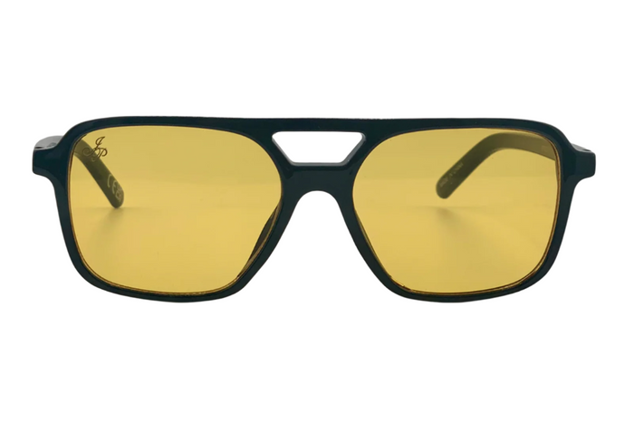 Jeepers Peepers BLACK AVIATOR FRAME WITH YELLOW LENSES