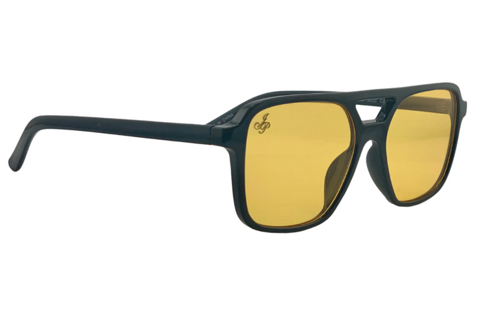 Jeepers Peepers BLACK AVIATOR FRAME WITH YELLOW LENSES