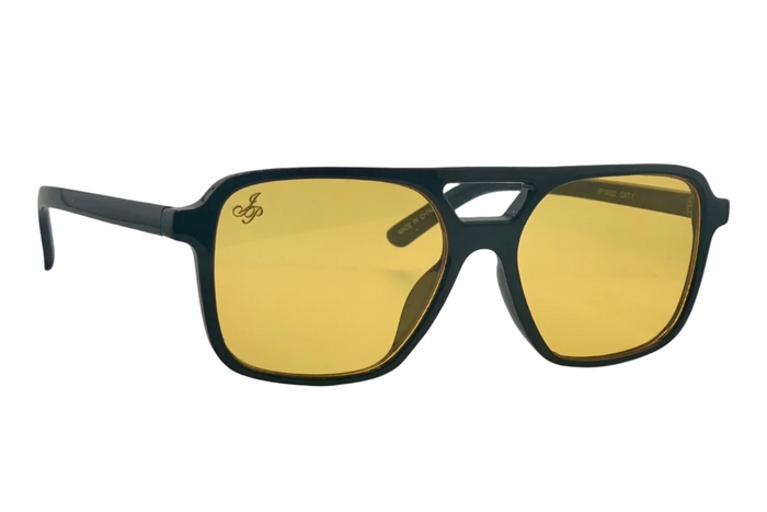 jeepers peepers BLACK AVIATOR FRAME WITH YELLOW LENSES