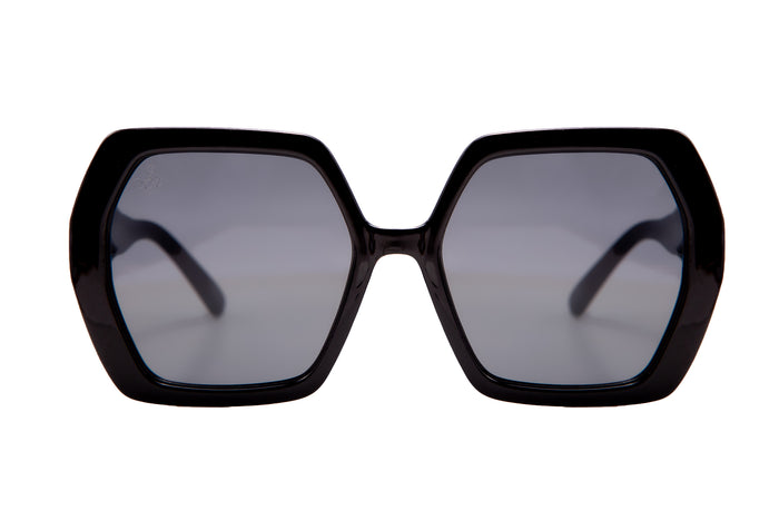 Jeepers Peepers BLACK HEXAGON FRAMES WITH SMOKE LENSES