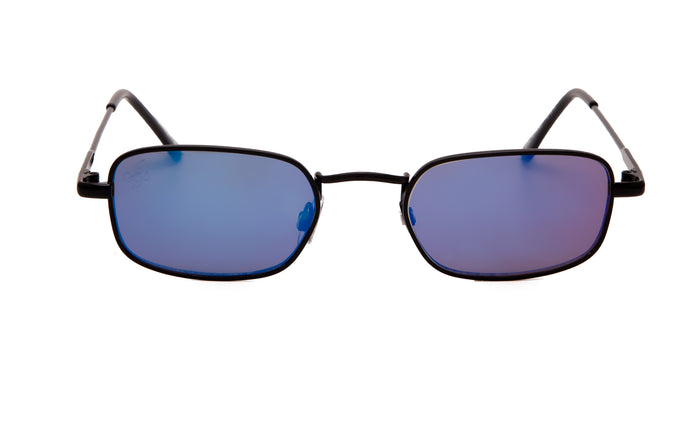 Jeepers Peepers BLACK METAL RECTANGLE STYLE WITH BLUE MIRROR LENSES