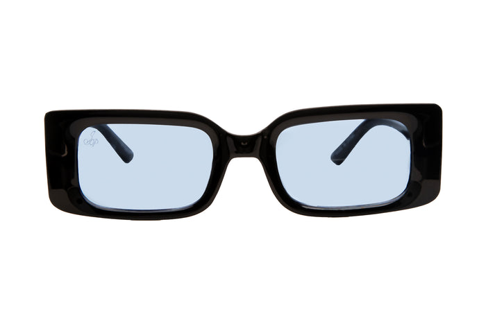 Jeepers Peepers BLACK RECTANGLE FRAME WITH BLUE LENSES