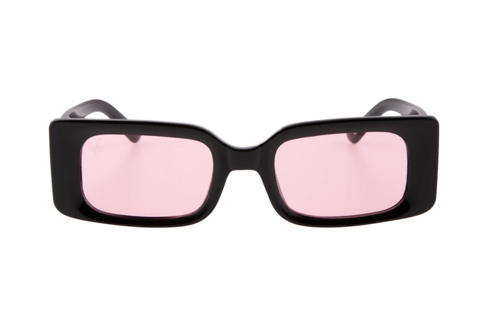 Jeepers Peepers BLACK RECTANGLE FRAMES WITH PINK LENSES