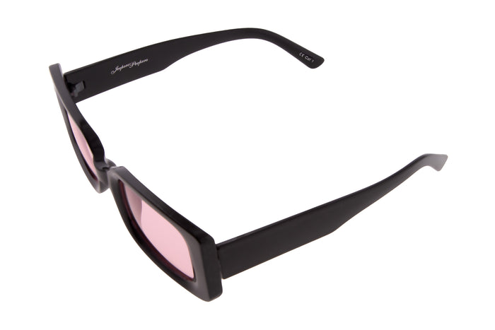 Jeepers Peepers BLACK RECTANGLE FRAMES WITH PINK LENSES