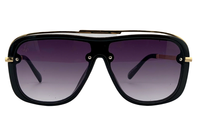 Jeepers Peepers BLACK VISOR FRAME WITH PURPLE LENSES