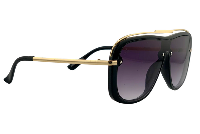 Jeepers Peepers BLACK VISOR FRAME WITH PURPLE LENSES