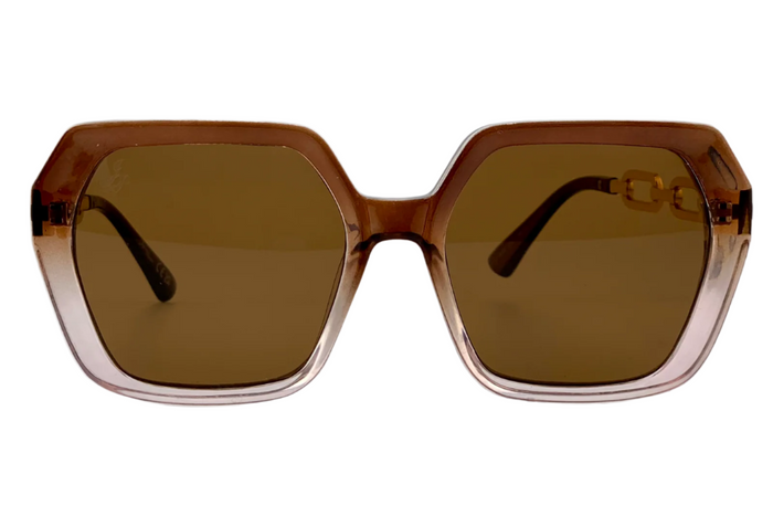 Jeepers Peepers BROWN/CLEAR HEXAGON FRAME WITH BROWN LENSES