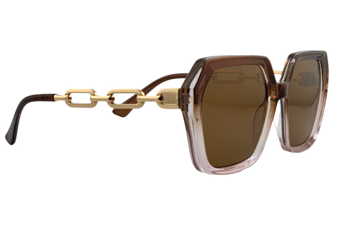 Jeepers Peepers BROWN/CLEAR HEXAGON FRAME WITH BROWN LENSES