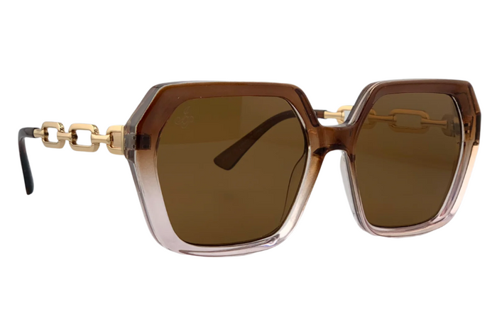jeepers peepers BROWN/CLEAR HEXAGON FRAME WITH BROWN LENSES