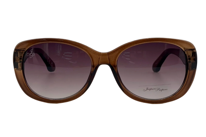 Jeepers Peepers BROWN OVAL FRAME WITH PURPLE GRAD LENSES