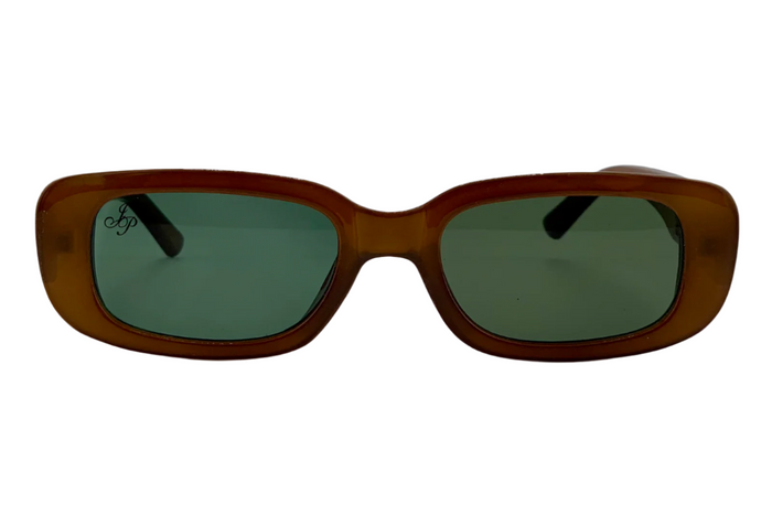 Jeepers Peepers BROWN RECTANGLE FRAME WITH GREEN LENSES