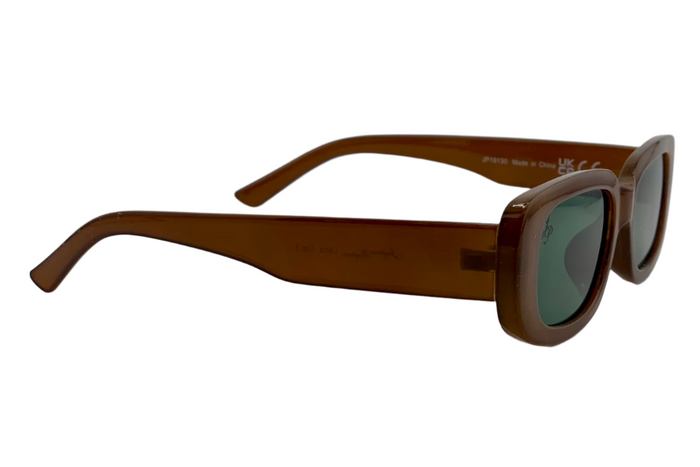 Jeepers Peepers BROWN RECTANGLE FRAME WITH GREEN LENSES