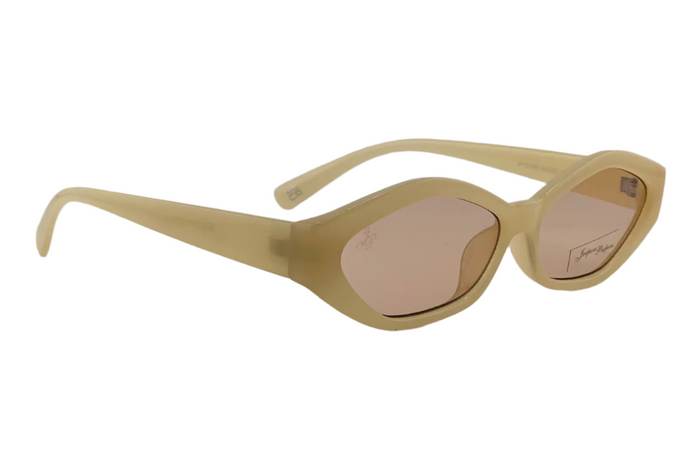 Jeepers Peepers CREAM OVAL FRAME WITH LIGHT PINK LENSES