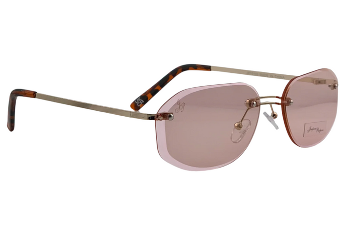 Jeepers Peepers GOLD OVAL RIMLESS FRAME WITH PINK LENSES