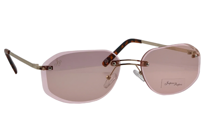 jeepers peepers GOLD OVAL RIMLESS FRAME WITH PINK LENSES
