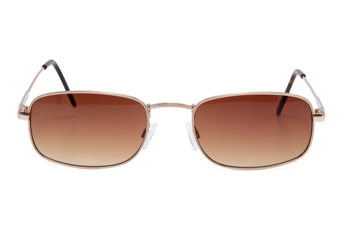 Jeepers Peepers GOLD RECTANGLE FRAME WITH BROWN LENSES