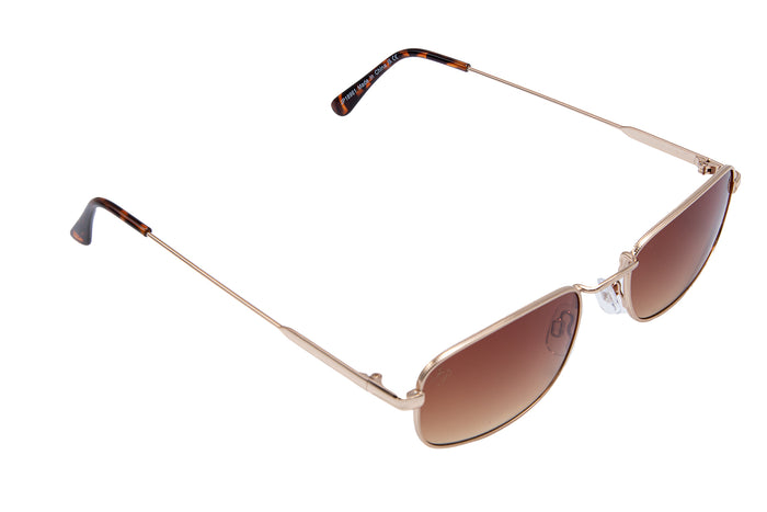 Jeepers Peepers GOLD RECTANGLE FRAME WITH BROWN LENSES