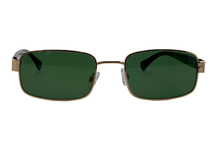 Jeepers Peepers GOLD RECTANGLE FRAME WITH GREEN LENSES