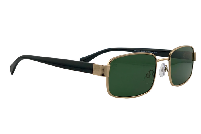 Jeepers Peepers GOLD RECTANGLE FRAME WITH GREEN LENSES