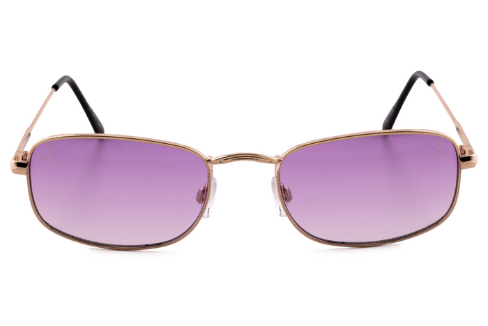 Jeepers Peepers GOLD RECTANGLE FRAME WITH PURPLE LENSES