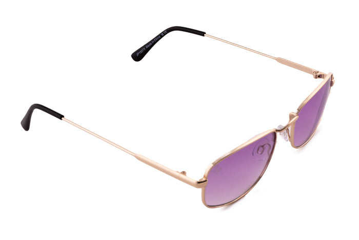 Jeepers Peepers GOLD RECTANGLE FRAME WITH PURPLE LENSES