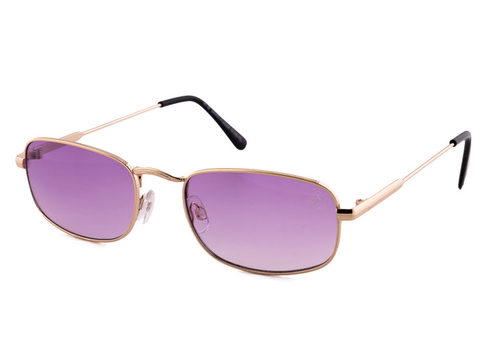 Jeepers Peepers GOLD RECTANGLE FRAME WITH PURPLE LENSES