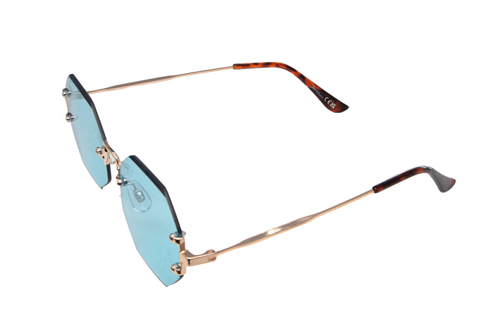 Jeepers Peepers GOLD RIMLESS FRAME WITH BLUE LENSES