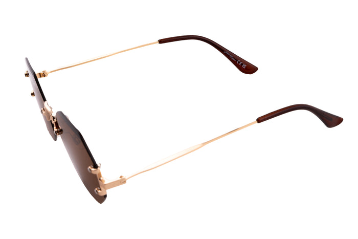 Jeepers Peepers GOLD RIMLESS FRAME WITH BROWN LENSES