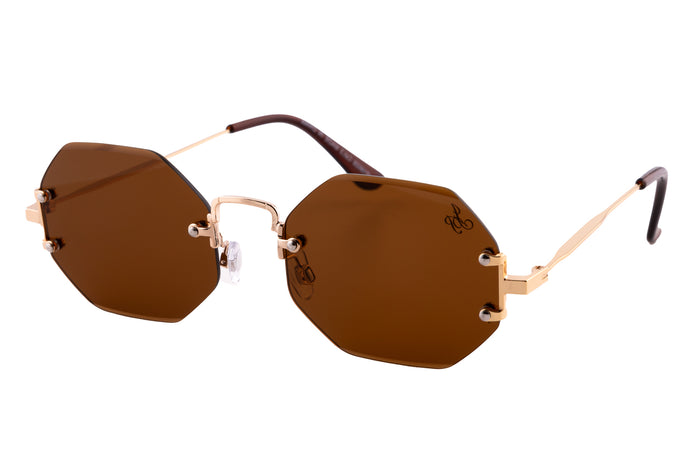 Jeepers Peepers GOLD RIMLESS FRAME WITH BROWN LENSES