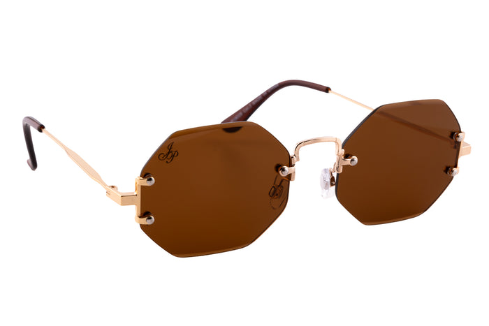 jeepers peepers GOLD RIMLESS FRAME WITH BROWN LENSES