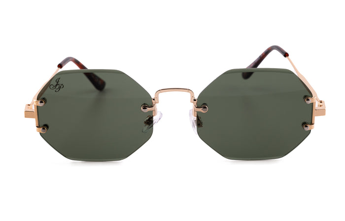 Jeepers Peepers GOLD RIMLESS FRAME WITH GREEN LENSES