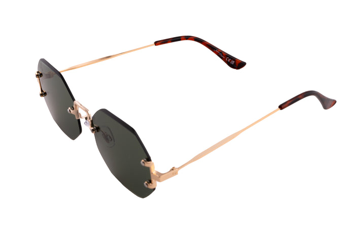 Jeepers Peepers GOLD RIMLESS FRAME WITH GREEN LENSES