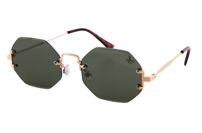 Jeepers Peepers GOLD RIMLESS FRAME WITH GREEN LENSES