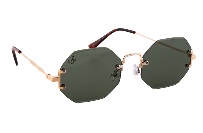 jeepers peepers GOLD RIMLESS FRAME WITH GREEN LENSES