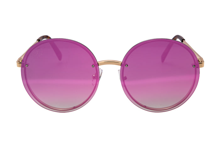Jeepers Peepers GOLD ROUND FRAME WITH PINK MIRROR LENSES
