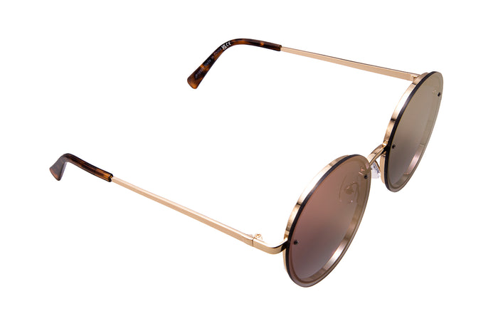 Jeepers Peepers GOLD ROUND FRAME WITH PINK MIRROR LENSES