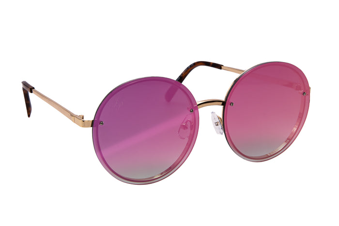 jeepers peepers GOLD ROUND FRAME WITH PINK MIRROR LENSES