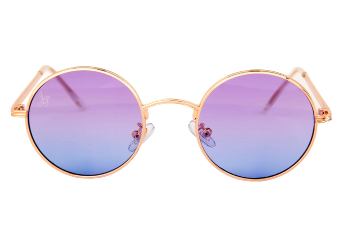 Jeepers Peepers GOLD ROUND FRAME WITH PURPLE GRADIENT LENSES