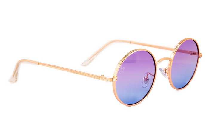 jeepers peepers GOLD ROUND FRAME WITH PURPLE GRADIENT LENSES