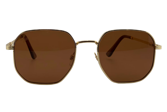 Jeepers Peepers GOLD SQUARE FRAME WITH BROWN LENSES