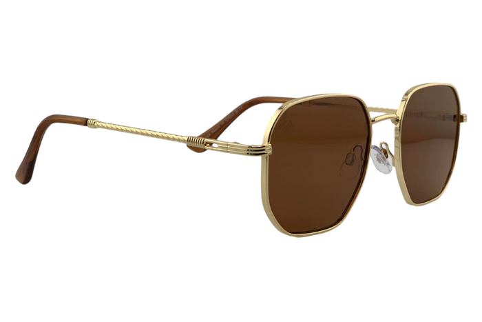 Jeepers Peepers GOLD SQUARE FRAME WITH BROWN LENSES