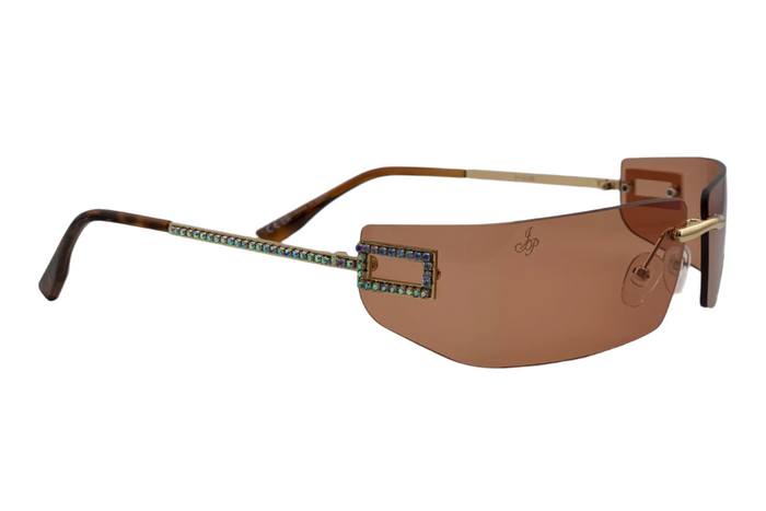 Jeepers Peepers GOLD VISOR FRAME WITH ORANGE LENSES