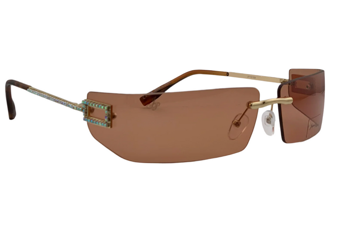 Jeepers Peepers GOLD VISOR FRAME WITH ORANGE LENSES